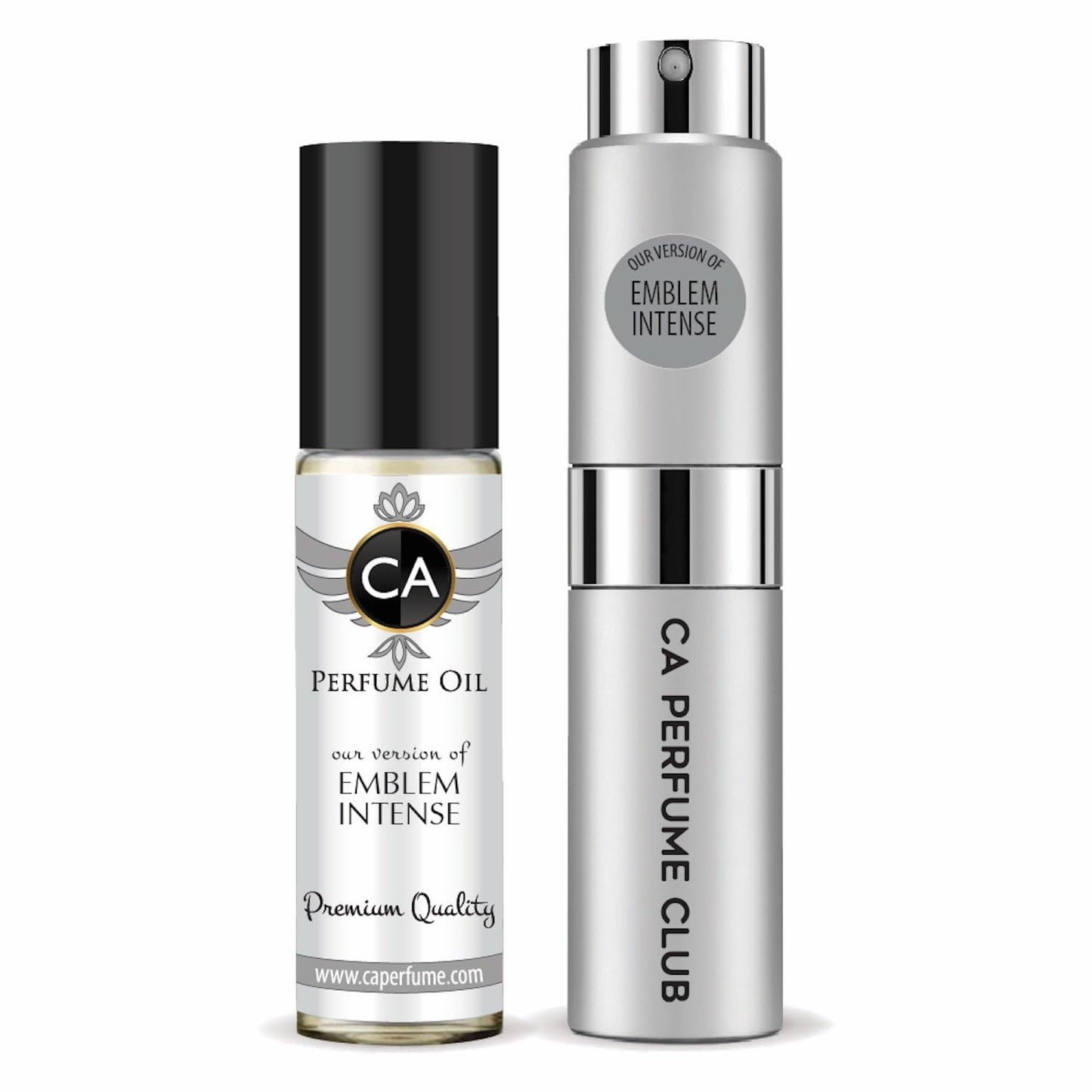 CA Perfume Duo Impression of Emblem Intense For Men Perfume Layering Set Mens Cologne Long Lasting Travel Size EDP + Body Oil Roll-On Bottle 0.27 Fl Oz+0.33 Fl Oz