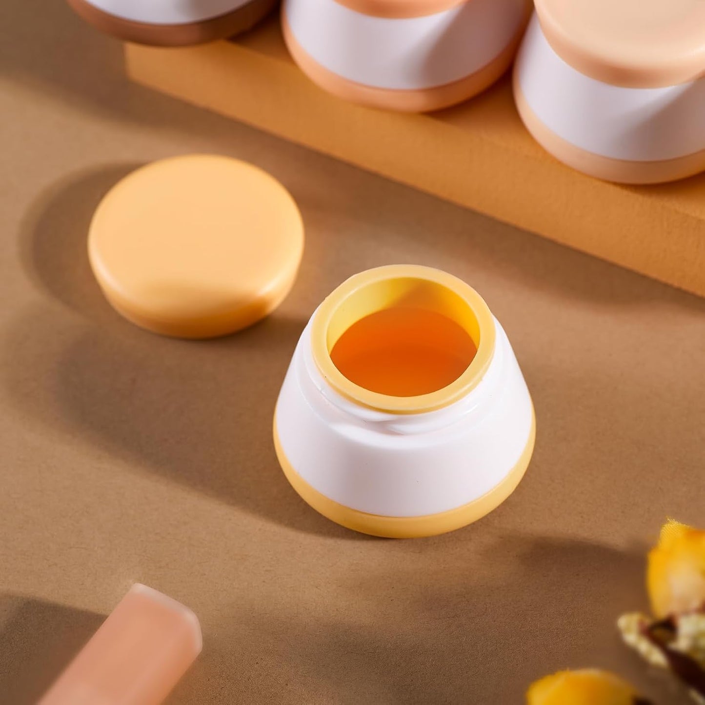 INSFIT Travel Containers for Toiletries, TSA Approved Silicone Cream Jars, Size Containers with Lids, 5PCS BPA Free Leakproof Travel Accessories for Liquid Lotion with Labels Mini Spatulas