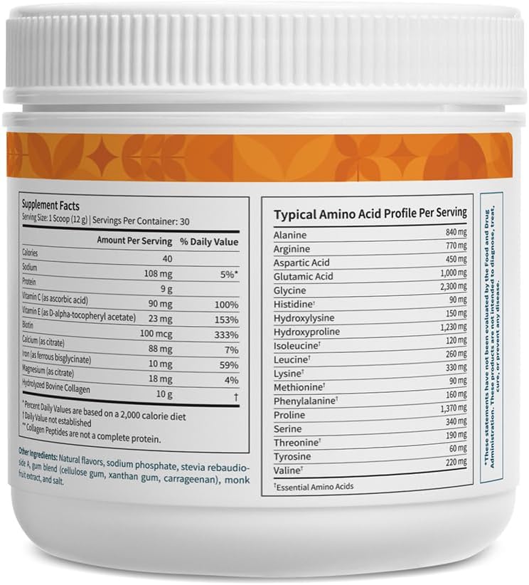Pattern Wellness Collagen Peptides Powder (Type I & III) - Hair, Nails, Skin & Joint Support - Grass Fed & Pasture-Raised - Hydrolyzed, Non-GMO, Dairy Free, & Keto-Friendly - Caramel (13 Oz)