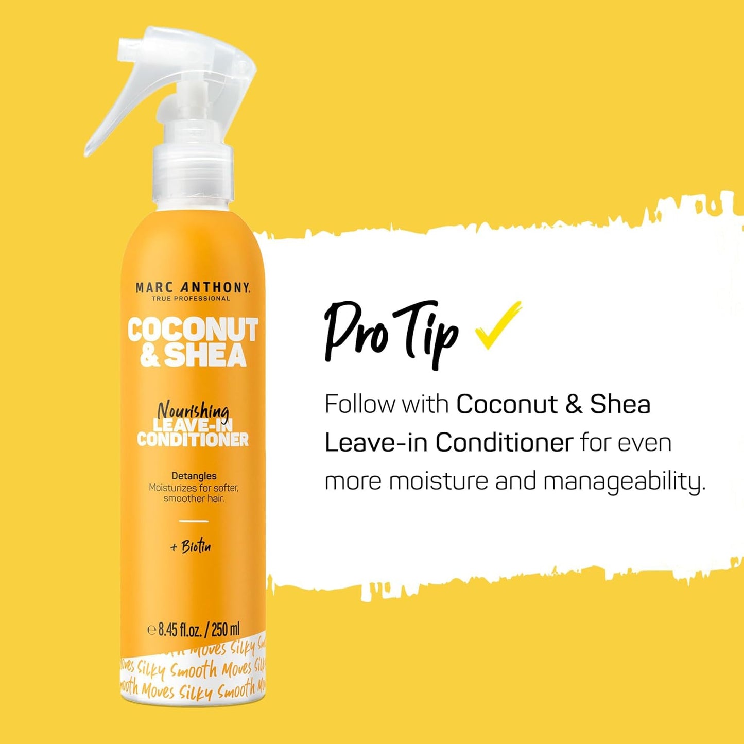 Marc Anthony Leave-In Conditioner Spray, Coconut Oil & Shea Butter - Anti-Frizz Biotin Detangling Spray to Moisturize for Softer Smoother Hair - Color Safe & Sulfate Free Styling Product