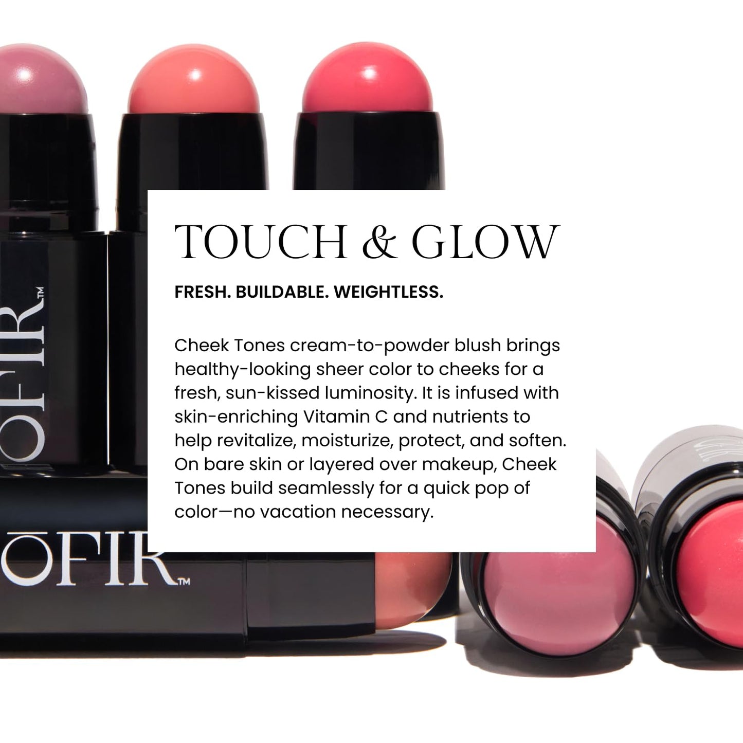 OFIR Cheek Tones Vitamin C Blush Stick | Buildable, Hydrating, Lightweight, Vegan Cream Blush Stick | Non-Transfer, Radiant Finish, Skin-Loving Formula | Pink Apple - Soft Coral Pink | 0.21 oz