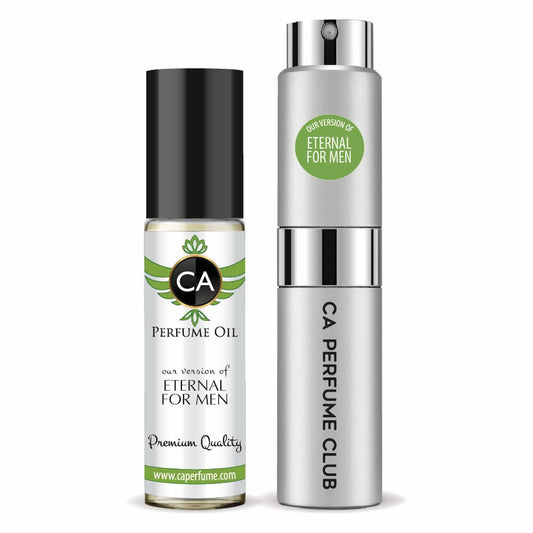 CA Perfume Duo Impression of Eternal For Men Perfume Layering Set Mens Cologne Long Lasting Travel Size EDP + Body Oil Roll-On Bottle 0.27 Fl Oz+0.33 Fl Oz