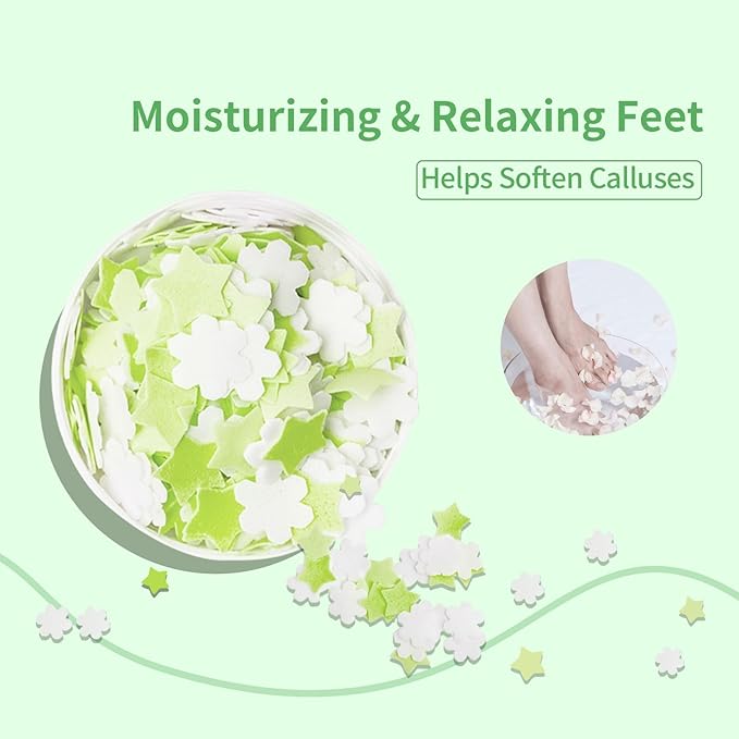 Foot Soak Flower Soap Sheets Pedicure Foot Soaks for Softens Calluses Moisturizing Relaxing Feet Pedi Party, Birthdays, Sleepovers Use (Jasmine)