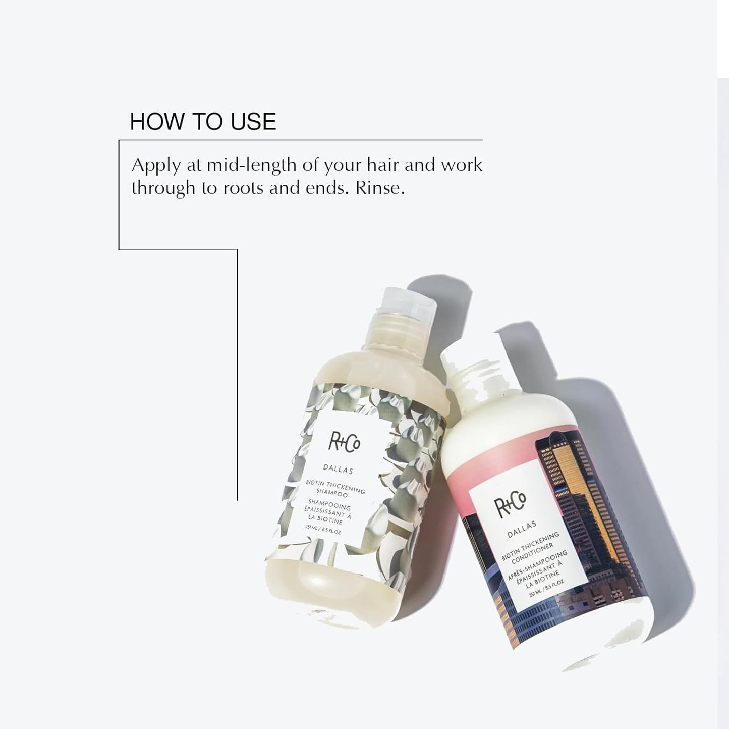 R+Co Dallas Biotin Thickening Shampoo & Conditioner Set + Deluxe Sample (0.5oz) | Adds Volume, Strength & Fullness | Sulfate-Free, Vegan + Cruelty-Free | 33.8oz (Pack of 2)