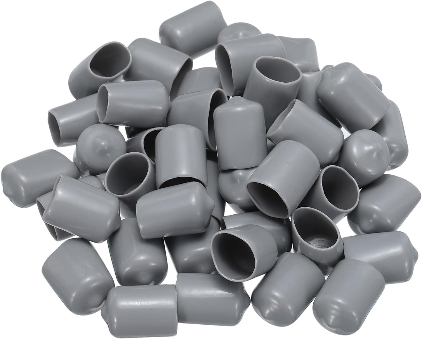 uxcell 50pcs Rubber End Caps 15mm ID Vinyl PVC Round Tube Bolt Cap Cover Screw Thread Protectors Grey, 0.59 inch