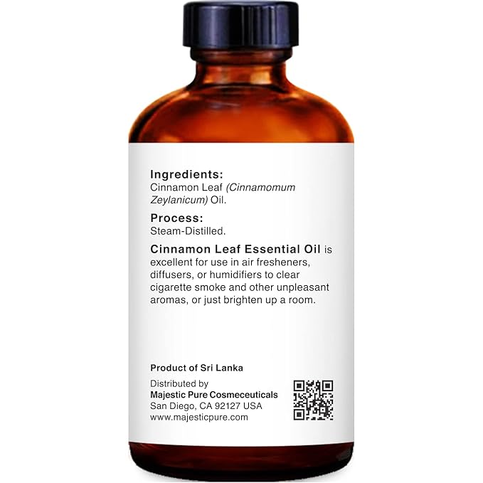 MAJESTIC PURE Cinnamon Essential Oil | 100% Pure and Natural Cinnamon Oil | Premium Grade Essential Oils for Hair Care, Home Diffusers, Skin, Aromatherapy, Massage and Humidifiers | 1 Fl Oz