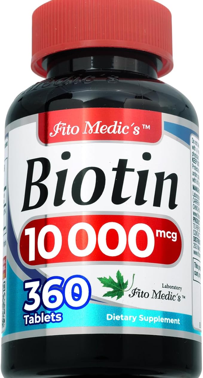 FITO MEDIC'S Lab | biotin 10000mcg |360 tab | biotin | biotin Supplement | biotin Vitamins | biotin Pills | biotina para el Cabello | biotin Tablets | Ultra high Absorption.