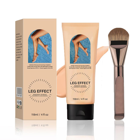 Leg Makeup Waterproof with Brush, No Transfer Body Makeup for Legs Full Coverage Waterproof Concealer, Scar & Tattoo Cover Up for All Skin Tones, Long Lasting Makeup (#01)