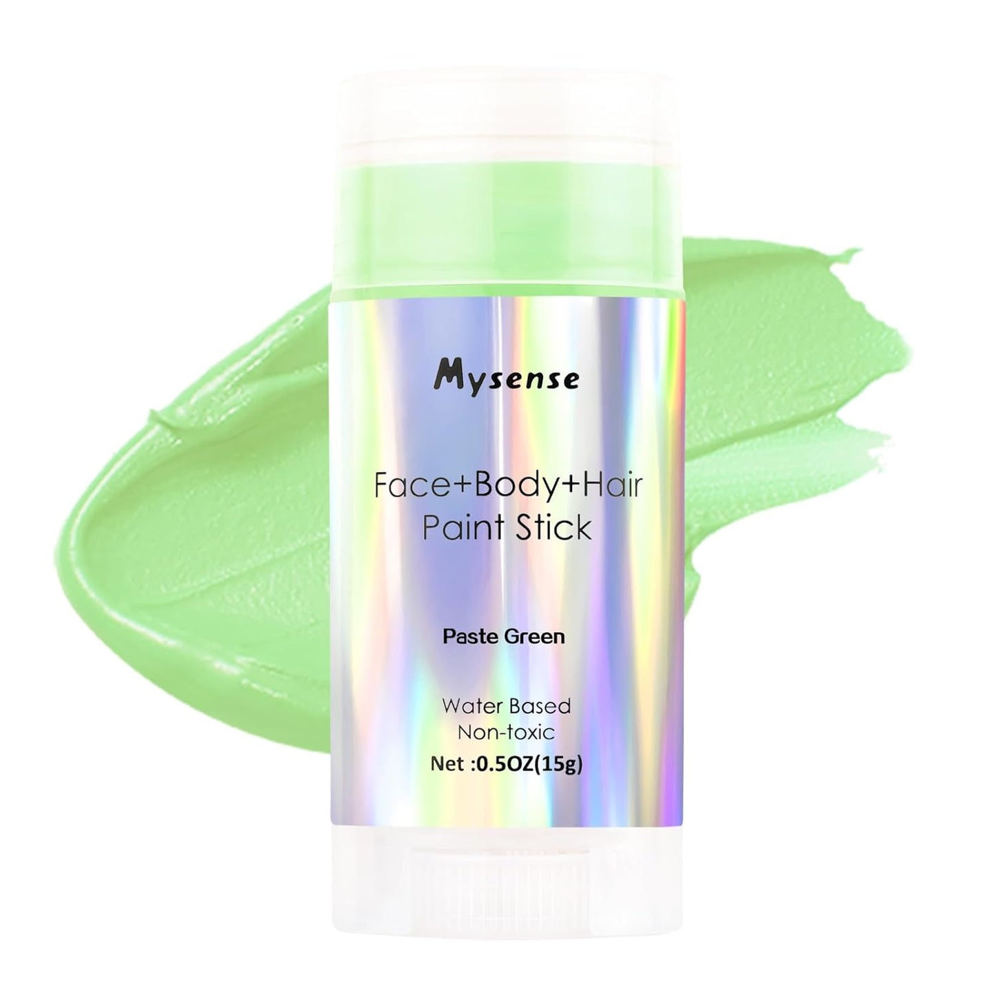 Mysense Pastel Green Face Body Hair Paint Stick,Water Based Washable Temporary Hair Color,Non-toxic Cream Body Paint Foundation for Adults and Kids Halloween Cosplay Makeup,0.5oz