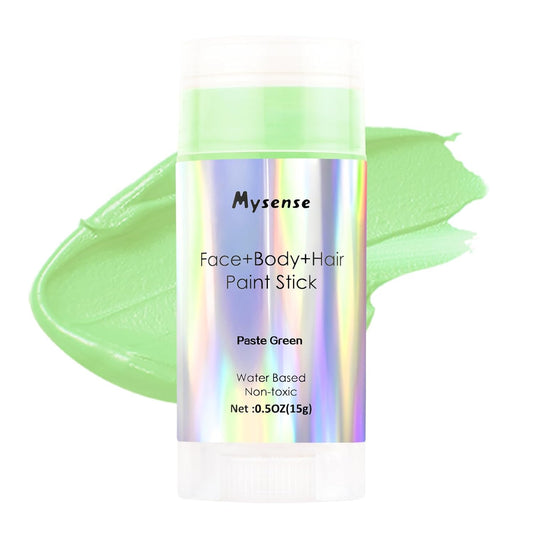 Mysense Pastel Green Face Body Hair Paint Stick,Water Based Washable Temporary Hair Color,Non-toxic Cream Body Paint Foundation for Adults and Kids Halloween Cosplay Makeup,0.5oz