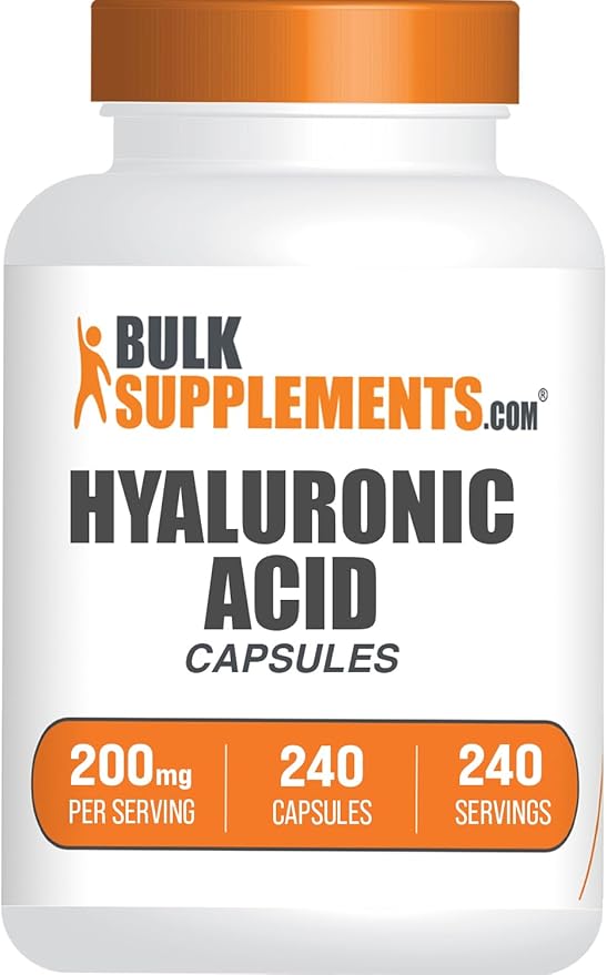 BulkSupplements.com Hyaluronic Acid Capsules - Hyaluronic Acid Supplements, Hyaluronic Acid 200mg - Pure & Gluten Free, 1 Capsule per Serving, 240 Count (Pack of 1)