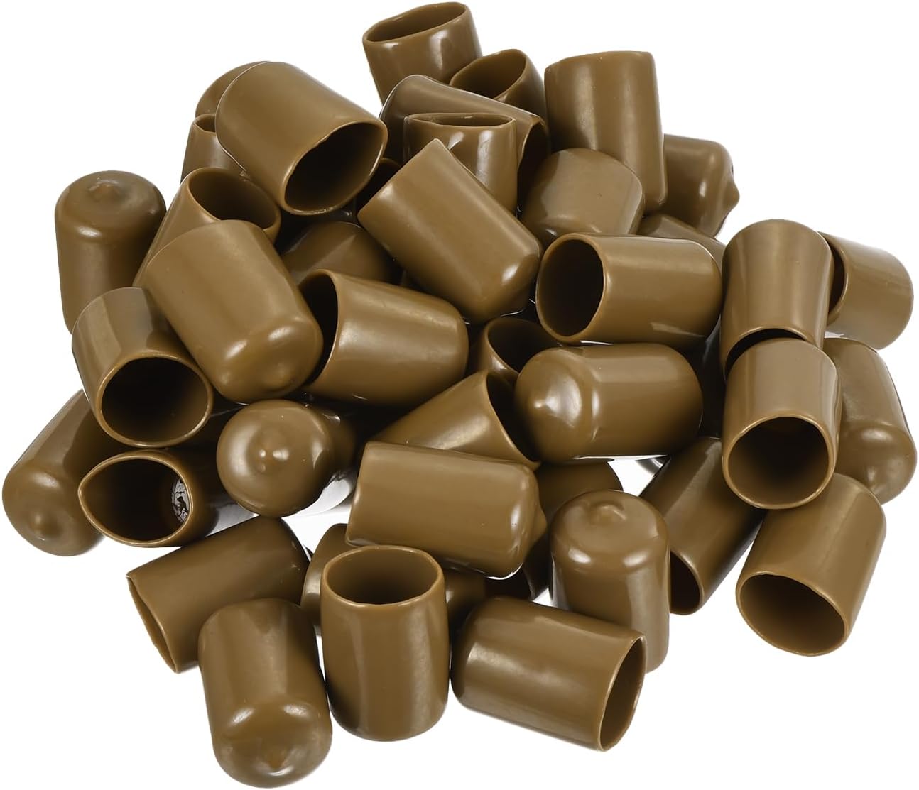 uxcell 50pcs Rubber End Caps 18mm ID Vinyl PVC Round Tube Bolt Cap Cover Screw Thread Protectors Light Brown, 0.7 inch
