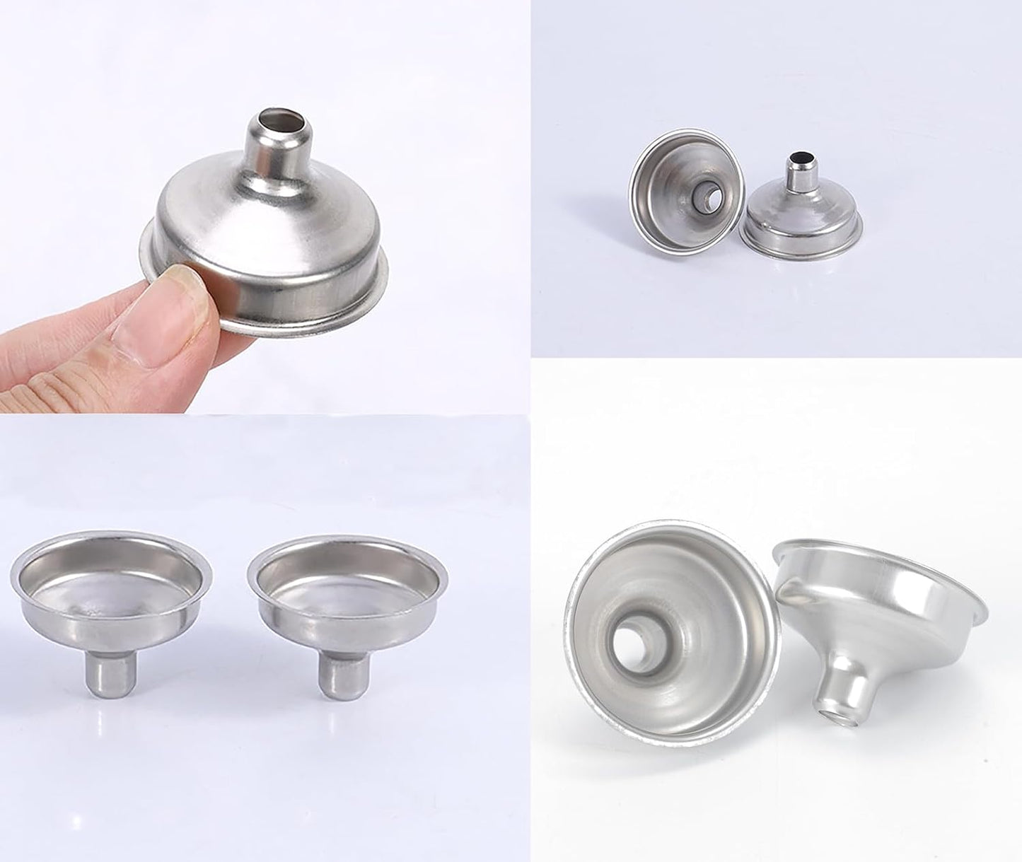 1.45'' Stainless Steel Mini Funnels 12pcs for Miniature Bottles, Essential Oils, DIY Lipbalms Cooking Spices Liquids, Homemade Make-Up Fillers (12)