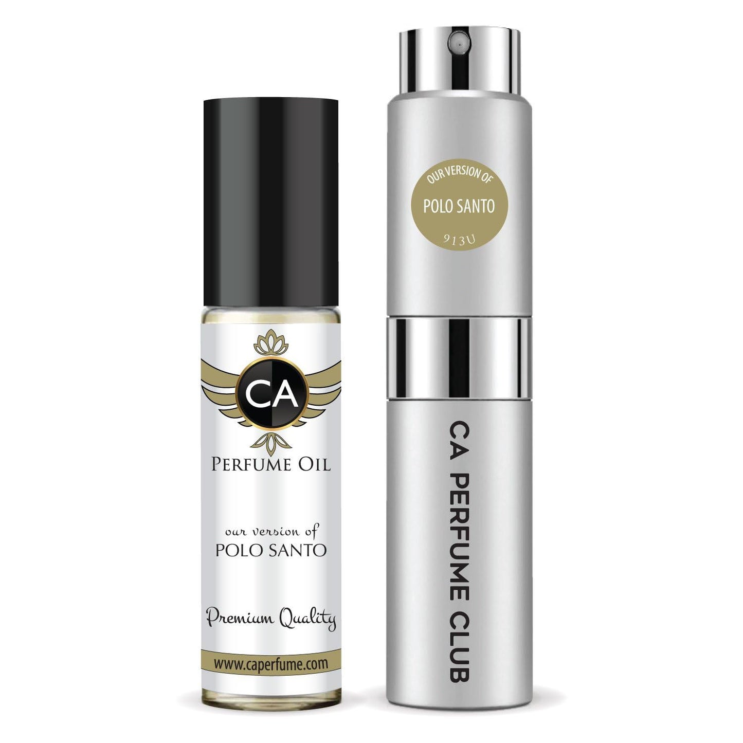 CA Perfume Duo Impression of Polo Santo For Women And Men Perfume Layering Set Long Lasting Travel Size EDP + Body Oil Roll-On Bottle 0.27 Fl Oz+0.33 Fl Oz