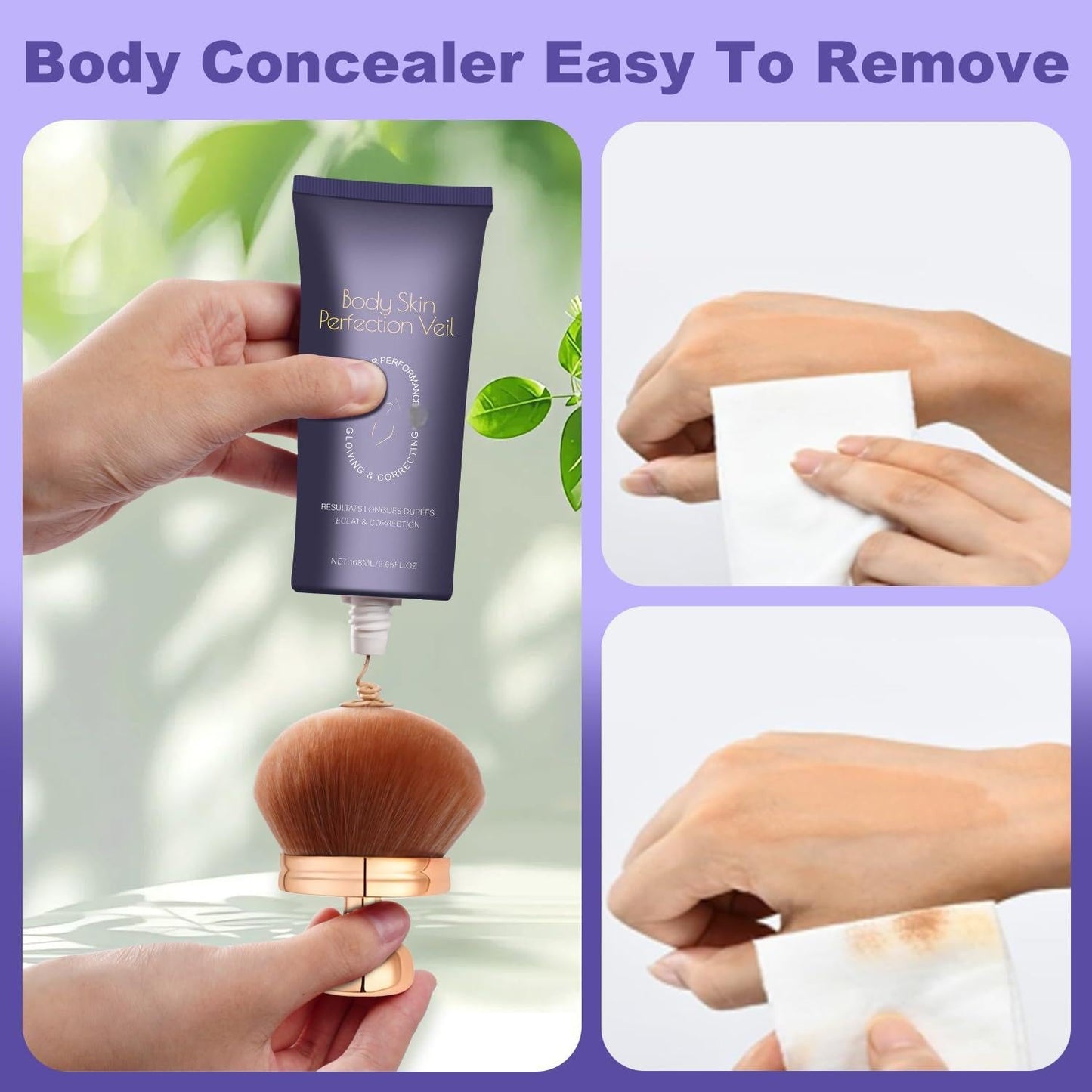 Body Concealer Cream 3.65 Fl Oz - Full Coverage for Tattoo Cover Up & Uneven Tone - Lightweight Natural Finish - Daily Moisturizing Face & Body Makeup with Centella Asiatica (Golden Radiance)