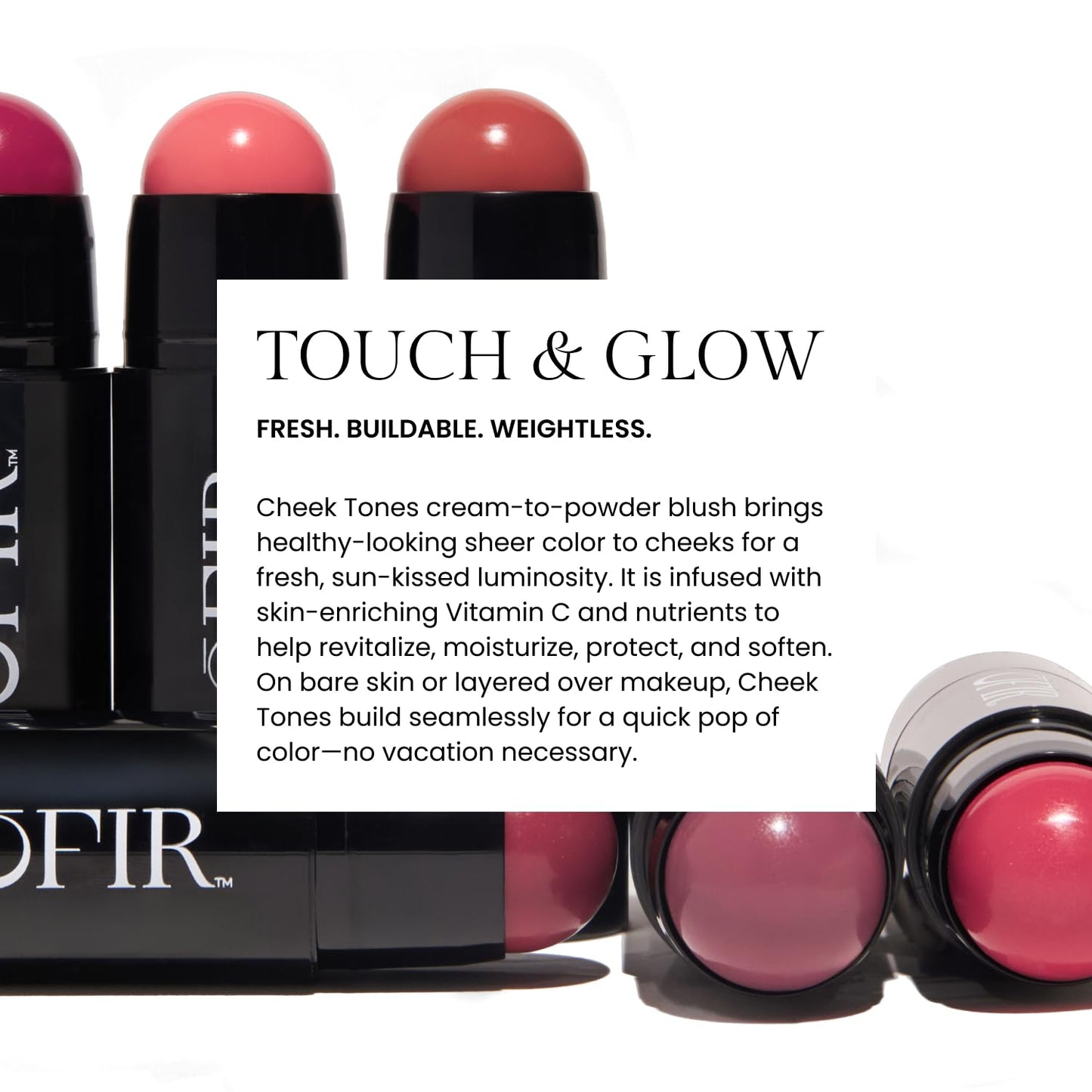 OFIR Cheek Tones Vitamin C Blush Stick | Buildable, Hydrating, Lightweight, Vegan Cream Blush Stick | Non-Transfer, Radiant Finish, Skin-Loving Formula | Dragonfruit - Deep Magenta | 0.21 oz