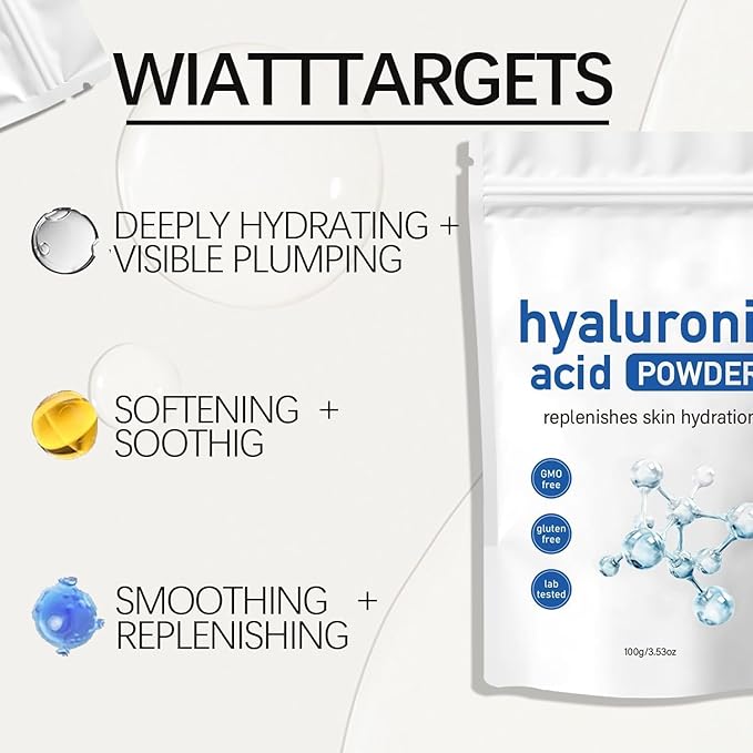 Hyaluronic Acid Powder, Hyaluronic Acid Serum, Anti-Aging Skincare, Water Soluble, Skin Hydration and Moisture Support