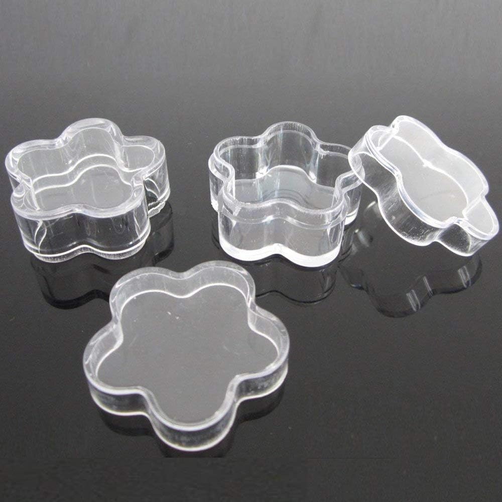 50Pcs 4 Gram Plastic Pot Jars 4 ML Refillable Cosmetic Containers Sample Clear Plum Flower Shaped Pot Jars Cap Lid Makeup Travel Empty Container for Creams Eye Shadow Powder Jewelry