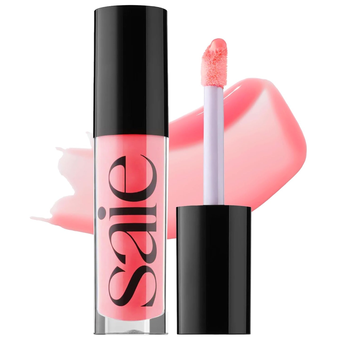 Saie Glossybounce - Hydrating Lip Gloss and Tinted Lip Oil Hybrid with Hyaluronic Acid & Jojoba Oil for Non-Sticky, Ultra-Shiny, Plump & Soft Lips - Everyday Makeup Essential - Burst (.17 oz)