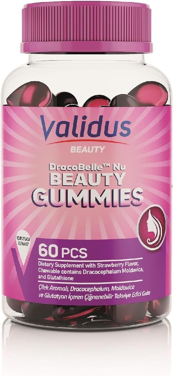 Validus Premium Beauty Gummies for Skin, Hair, Nail Health, Anti-Aging, & Radiant Skin | DracoBelle Nu, Collagen, 1000 Biotin Multivitamin Delicious Berry Flavor, Non-GMO, Lactose Free, & Gluten-Free