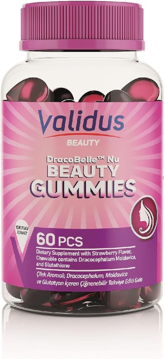 Validus Premium Beauty Gummies for Skin, Hair, Nail Health, Anti-Aging, & Radiant Skin | DracoBelle Nu, Collagen, 1000 Biotin Multivitamin Delicious Berry Flavor, Non-GMO, Lactose Free, & Gluten-Free