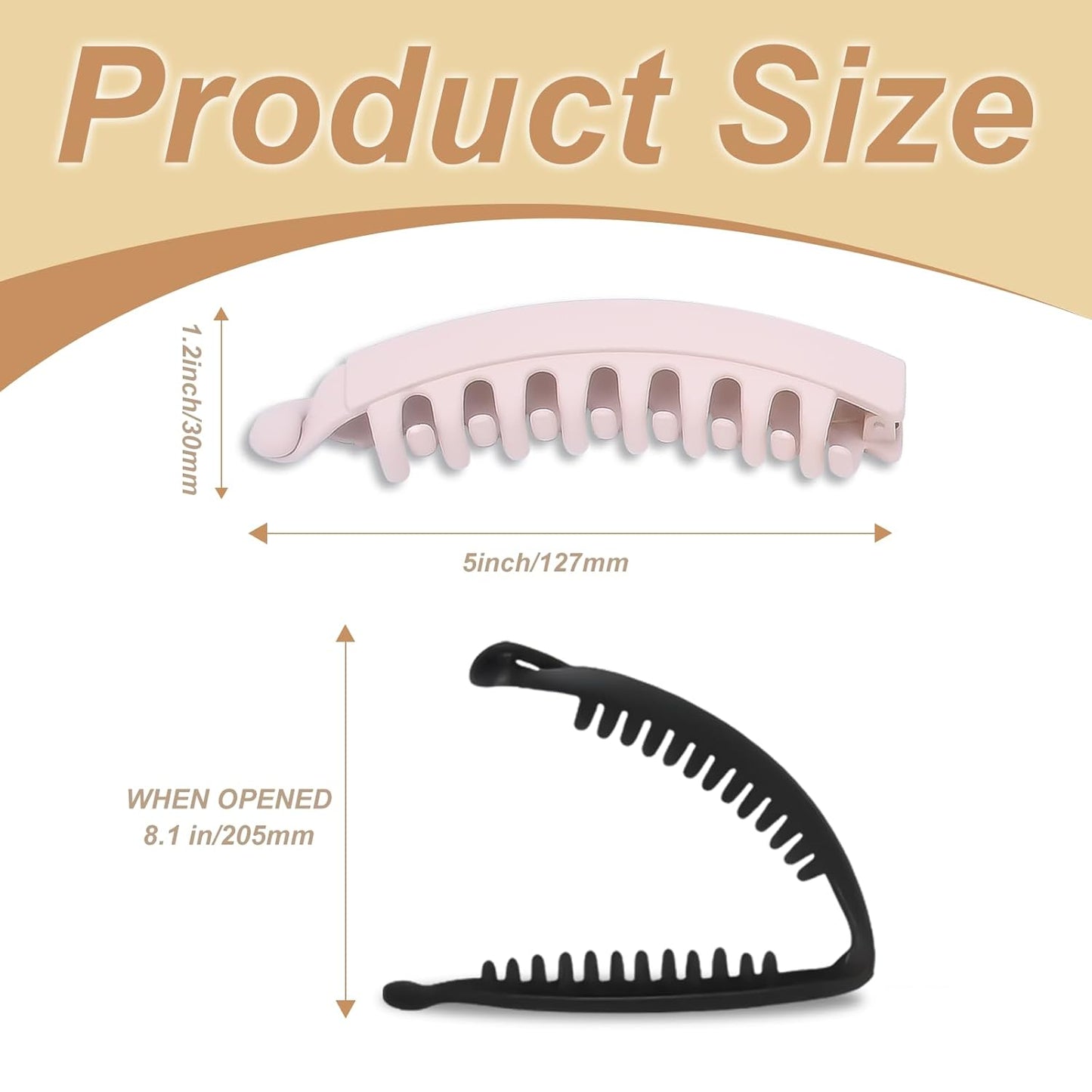 4PCS Banana Hair Clips, 5.2" Large Hair Claws for Women, Claw Clips for Thick Hair&Thin Hair, Hair Styling Accessories（Black & Light Coffee & Blue & White）