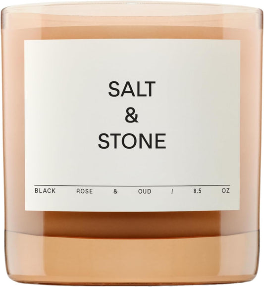 SALT & STONE Scented Candle for Women & Men | Hand-Poured, Aromatic & Fragrant | Coconut & Soy Blend Wax | 100% Cotton Wick | Long-Lasting 50 Hour Burn Time (8.5 oz) (Black Rose & Oud)