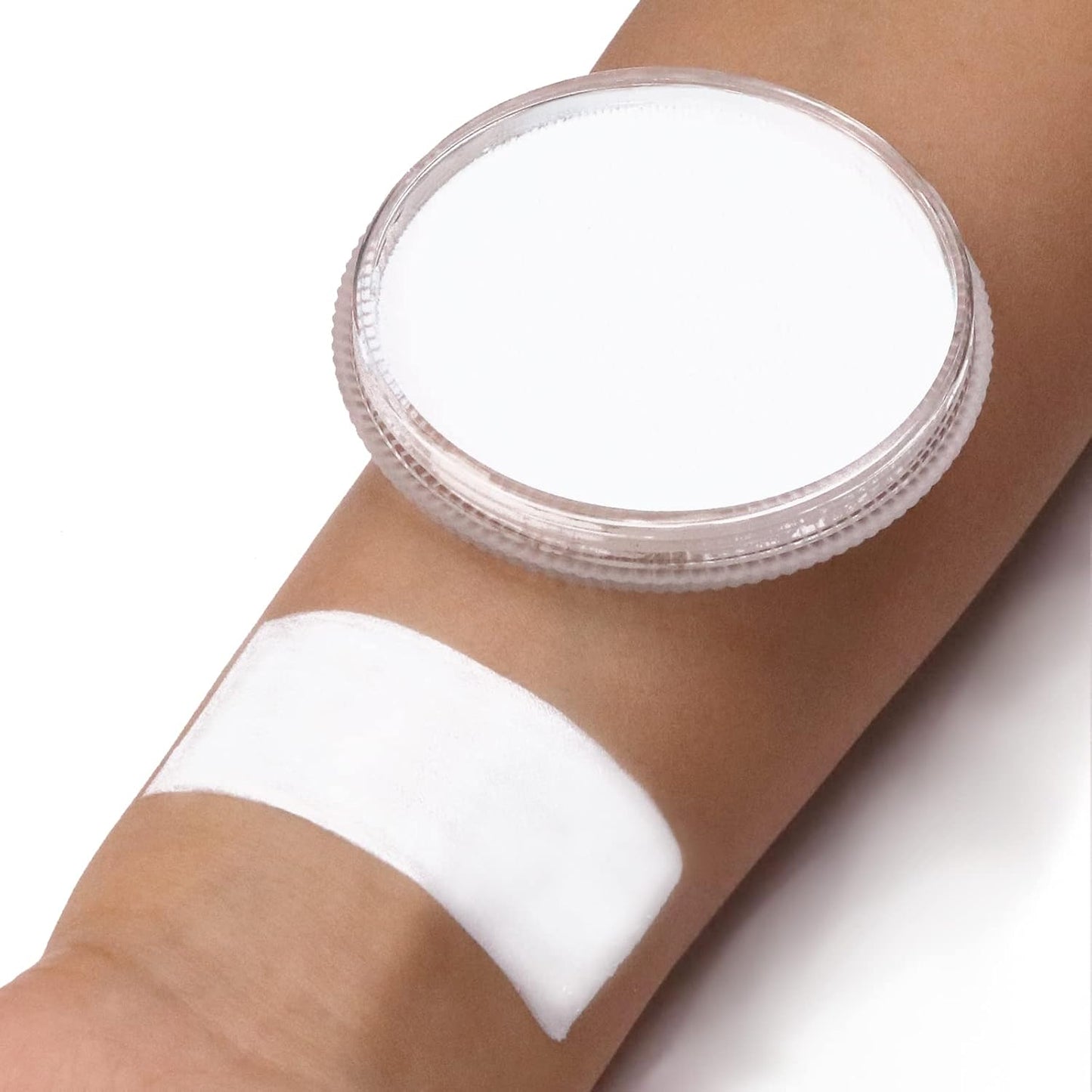 MEICOLY Neon White Face Paint,1.05oz Glow Blacklight Water Based Body Paint,Fluorescent Water Activated Face Paint for Adult and Children,Halloween White Face Paint Split Cake,White/UV Blue