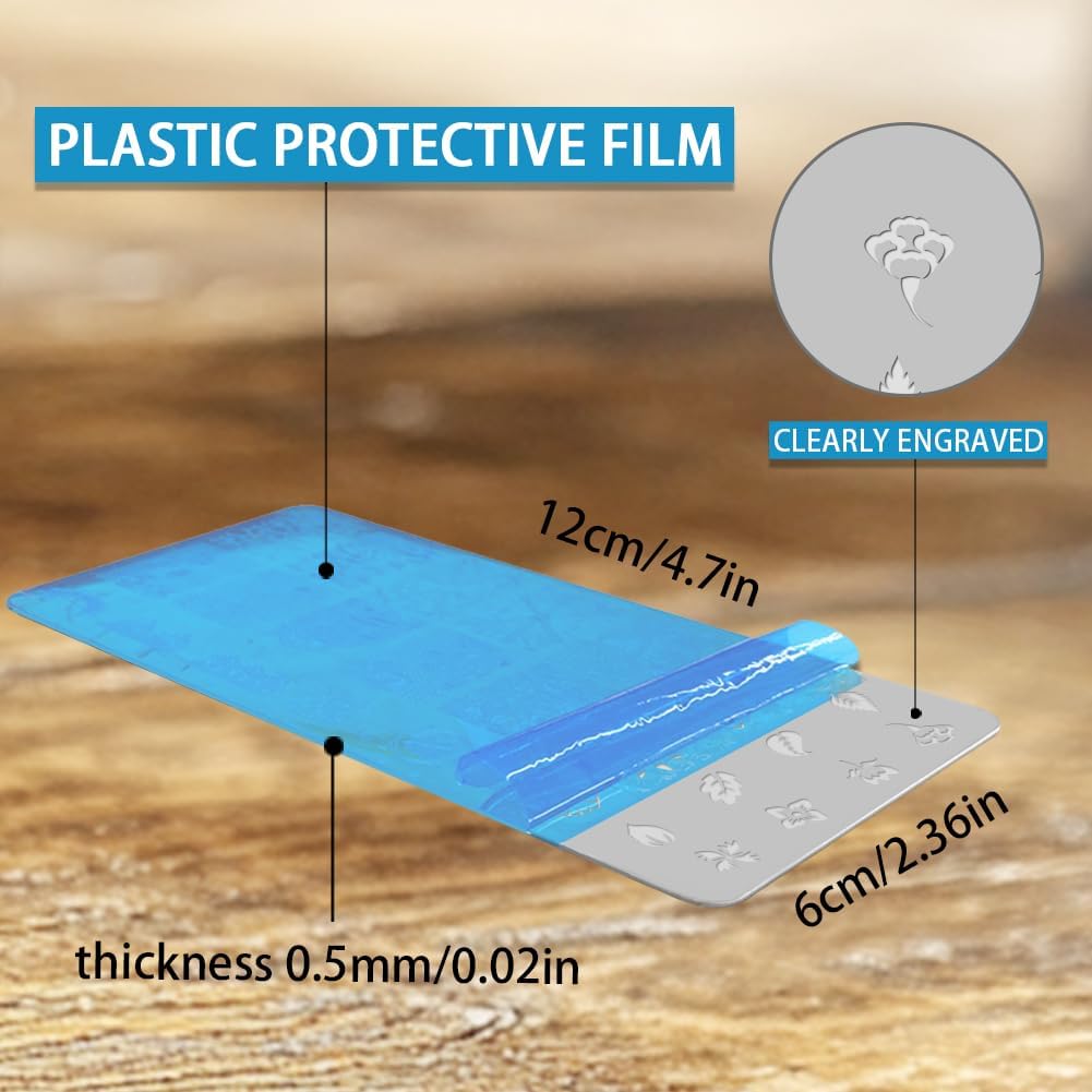 3Pcs Floral Leaves Nail Stamping Plate Set Roses Flower Vine Ginkgo Leaf Steel Nail Stamp Templates Clear Silicone Nails Stamping with Stamper Scraper for Manicure Printing