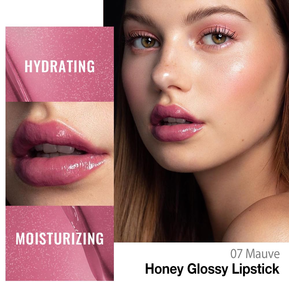 Mauve Honey Lipstick Tinted Lip Balm - Shine Moisturizing Lipstick for Women, Natural Nourishing Hydrating Lip Gloss Stain for Dry Lips, Tint Sheer Lightweight Makeup, Vegan - 1Pc #07 Mauve