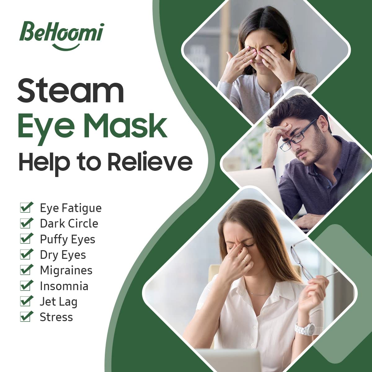 30Packs Steam Eye Mask, Heated Eye Mask Warm Compress for Eyes, Self Heating Warm Eye Masks Disposable Steam Mask for Home Sleep, Spa, Travel Essentials & Relaxation Gifts (Tea Tree)