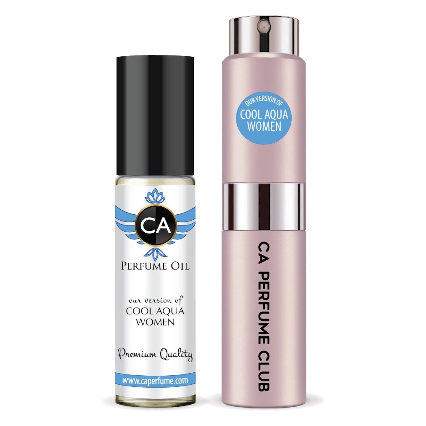CA Perfume Duo Impression of Cool Aqua Women For Women Perfume Layering Set Long Lasting Travel Size EDP + Body Oil Roll-On Bottle 0.27 Fl Oz+0.33 Fl Oz