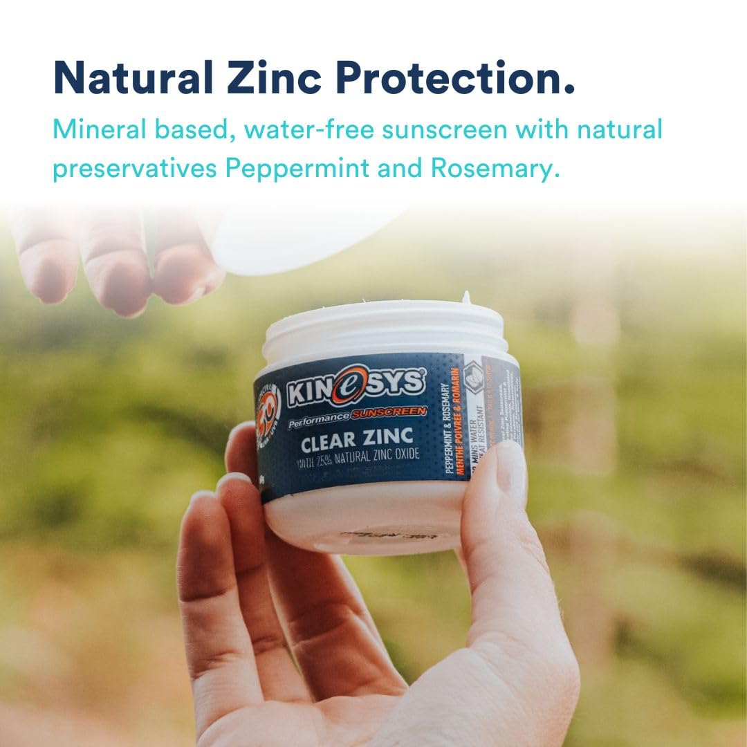 KINeSYS Reef Safe Natural Mineral Zinc Oxide Sunscreen, Rubs in Clear, SPF 30, Broad Spectrum UVA/UVB protection for Face and Body; Alcohol, PABA & Oxybenzone FREE, Peppermint & Rosemary Scent, 60 G