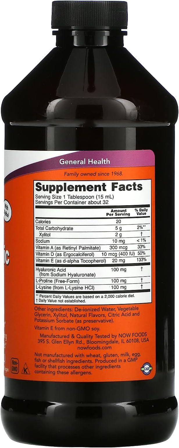 Now Foods Liquid Hyaluronic Acid 100 Milligrams, 16 Ounces