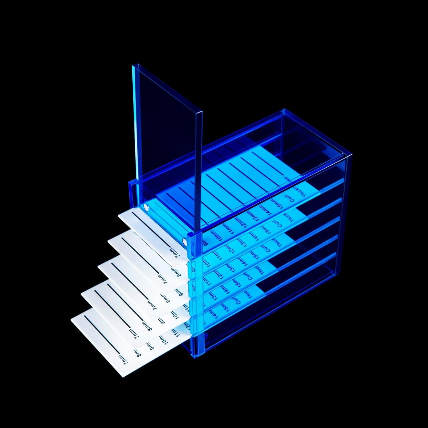 Lash Storage Organizer, Upgrade Design Small 5-Layer Lash Trays for Lash Extensions with magnet cover, Blue Semilucent lash tray Organizer, Eyelash Storage Box