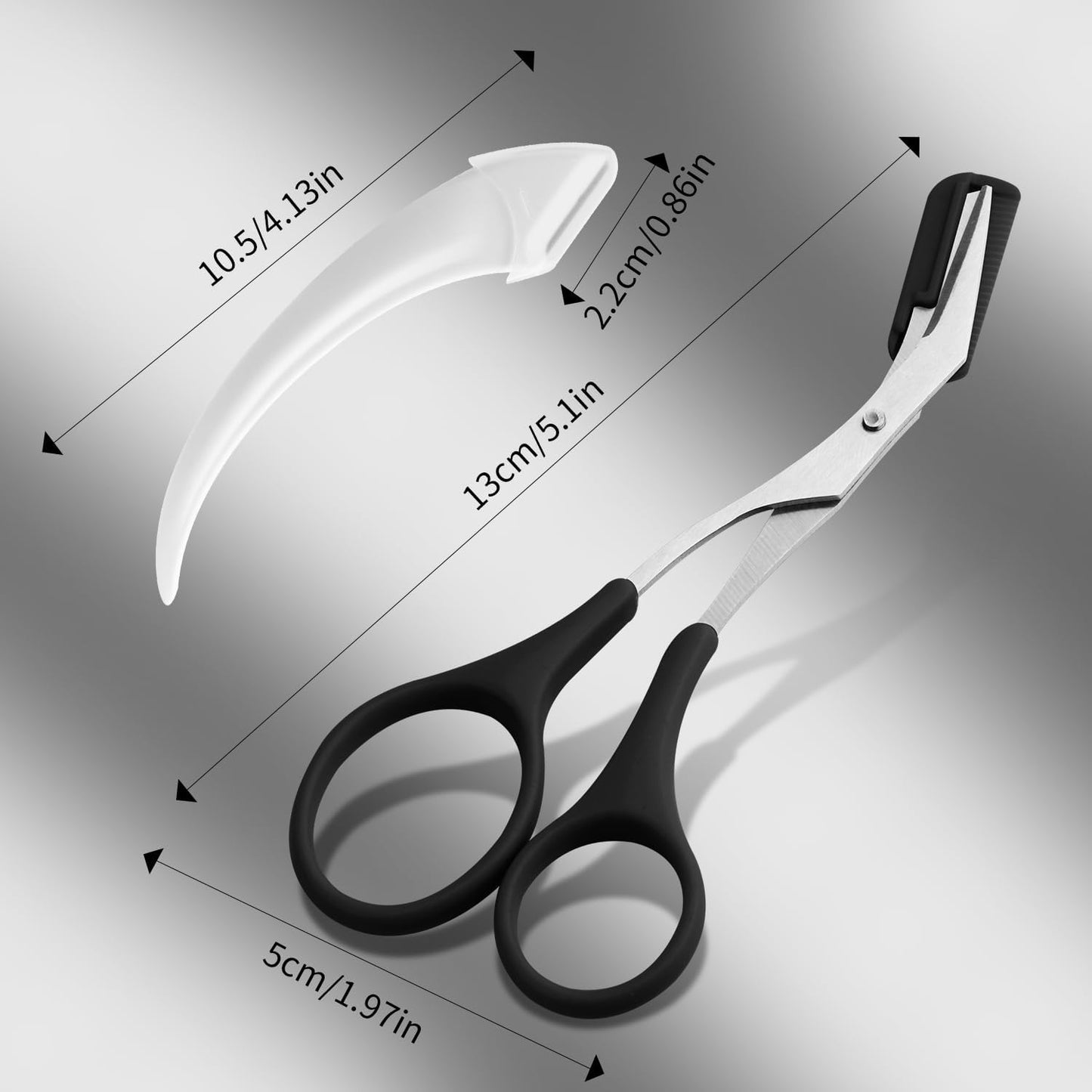 3pcs-Eyebrow Scissors with Eyebrow Razor,Professional Eyebrow Trimmer Scissors with Comb,Non Slip Finger Grips Eyebrow Trimmer,Hair Removal Beauty Accessories for Men Women (Black)