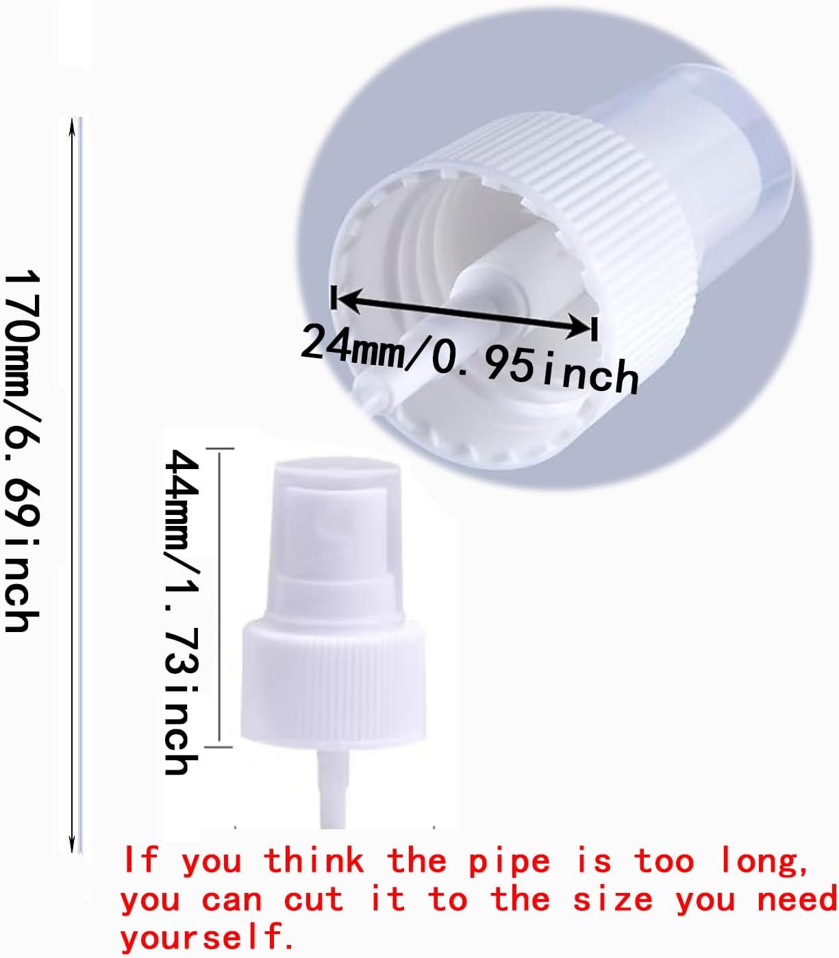 10 Pcs Spray Bottle Top, Nozzle Sprayer Tops, Replacement Pump for Essential Oil Bottles, Dispenser Caps Fine Mist Sprayer for Cosmetic(24/410 Cap Size) white