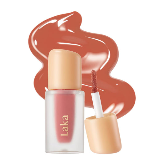 Laka Fruity Glam Lip Tint Mini, Glowing Lip Stain with Wide Color Spectrum, Hydrating & Lightweight Texture, Long-Lasting Bold Stain, Non-Sticky, Vegan, K-Beauty (#140 Scoop)