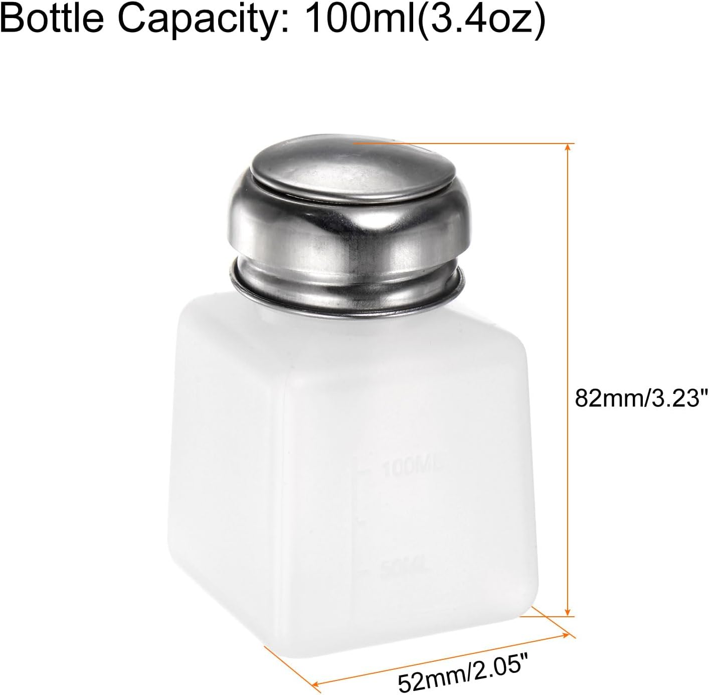 HARFINGTON 4PCS 100ML(3.4oz) Push Down Alcohol Dispenser Pump Liquid Press Empty Bottles Refillable Container for Acetone Cleanser Nail Polish Remover, White