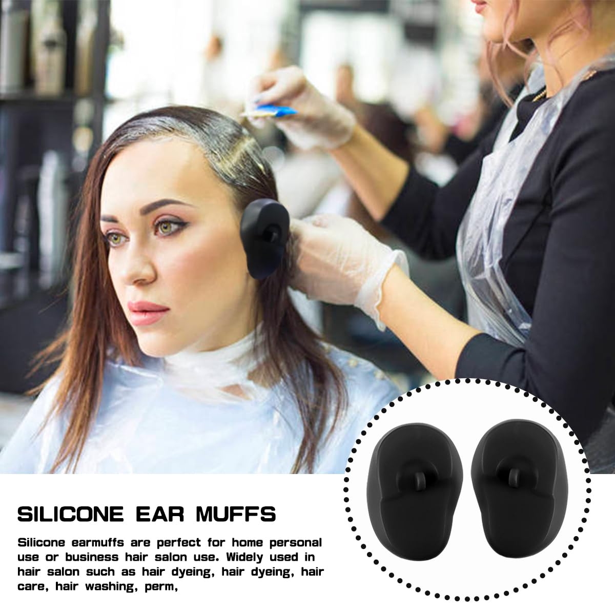 FERCAISH 6 Pcs Silicone Hair Dye Ear Covers, Waterproof Ear Protector Caps - Reusable and Ideal for Hairdressing Salon, Spa, Bathing and Showers