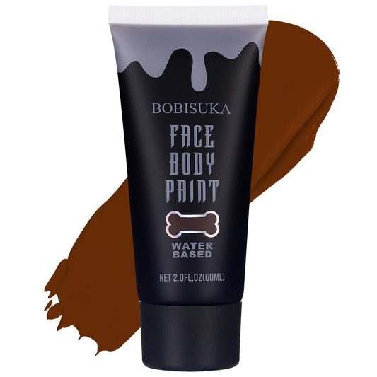 BOBISUKA Brown Face Body Paint, Water Based Face Painting for Art Theater Halloween Party Cosplay Clown SFX Makeup for Women Adults, Non-Toxic Washable