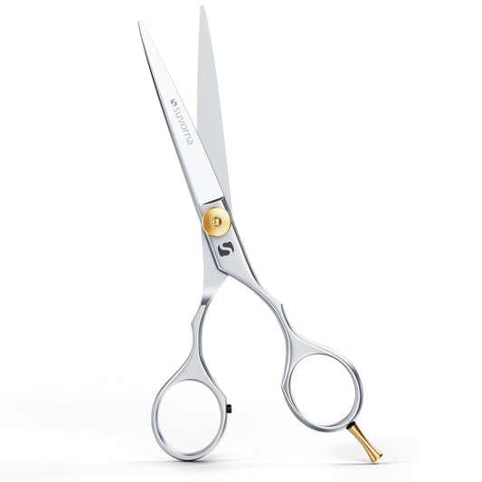 Suvorna 5.5" hair cutting scissors for professional, barber & hairdresser - hair shears for cutting, trimming, grooming, precision, facial hair - Right Hand hair scissors for men, women, kids, adults.