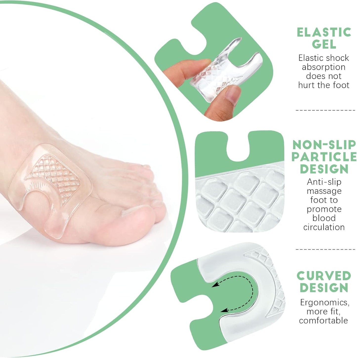 Funtery 20 Pieces Callus Pads for Feet, U-Shaped Gel Self-Adhesive Waterproof Inserts, Suitable for Sneakers, High Heels, Boots, Sandals, and More