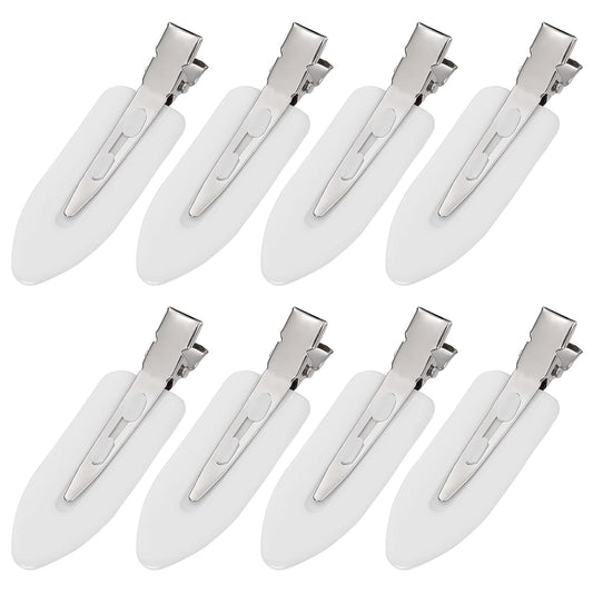 8Pcs No Bend No Crease Hair Clips - Styling Duck Bill Clips Alligator Hair Barrettes for Styling Sectioning, Small Gifts for Women Girl Salon Hairstyle Hairdressing Bangs Waves Makeup, White
