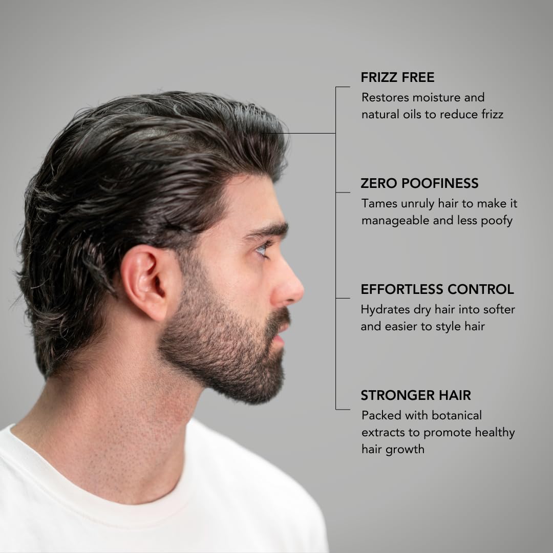 BLUMAAN Hydrating Hair Oil - Designed for Dry, Frizzy, Straight, or Curly Hair - 100% Natural Men's Hair Strengthening Oil - 60 ml / 2.0 oz