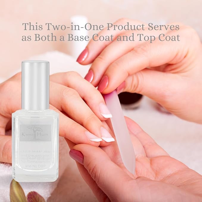 karma organic Base Coat and Top Coat 2 in 1 Nail Polish, Dip Powder & Polygel Base activator, Long Lasting Clear Nail Enamel, Nail Polish Strengthener - (0.43 FL oz)