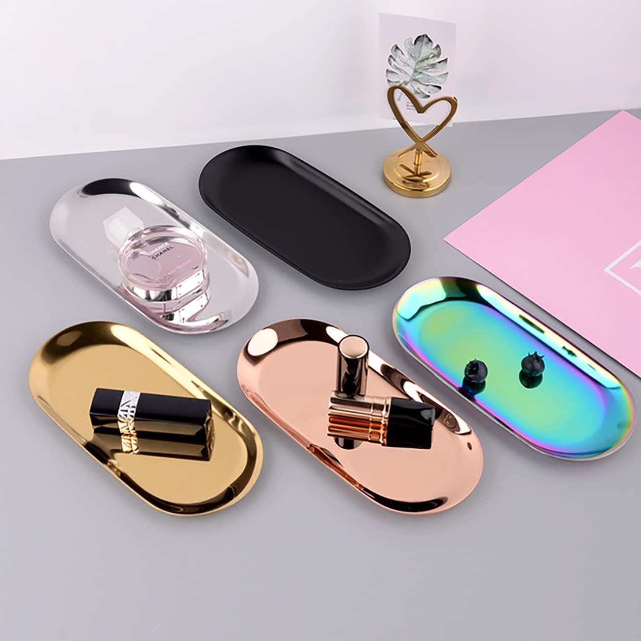 1 Pcs 9 Inch x 3.8 Inch Trinket Tray, Silver Stainless Steel, for Serving Trays Towel Storage Dish Plate Tea Fruit Trays Jewelry Plate Decorative Storage Tray