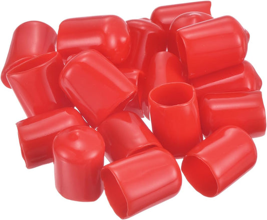 uxcell 50pcs Rubber End Caps 14.5mm(9/16") ID Vinyl PVC Round Tube Bolt Cap Cover Screw Thread Protectors Red