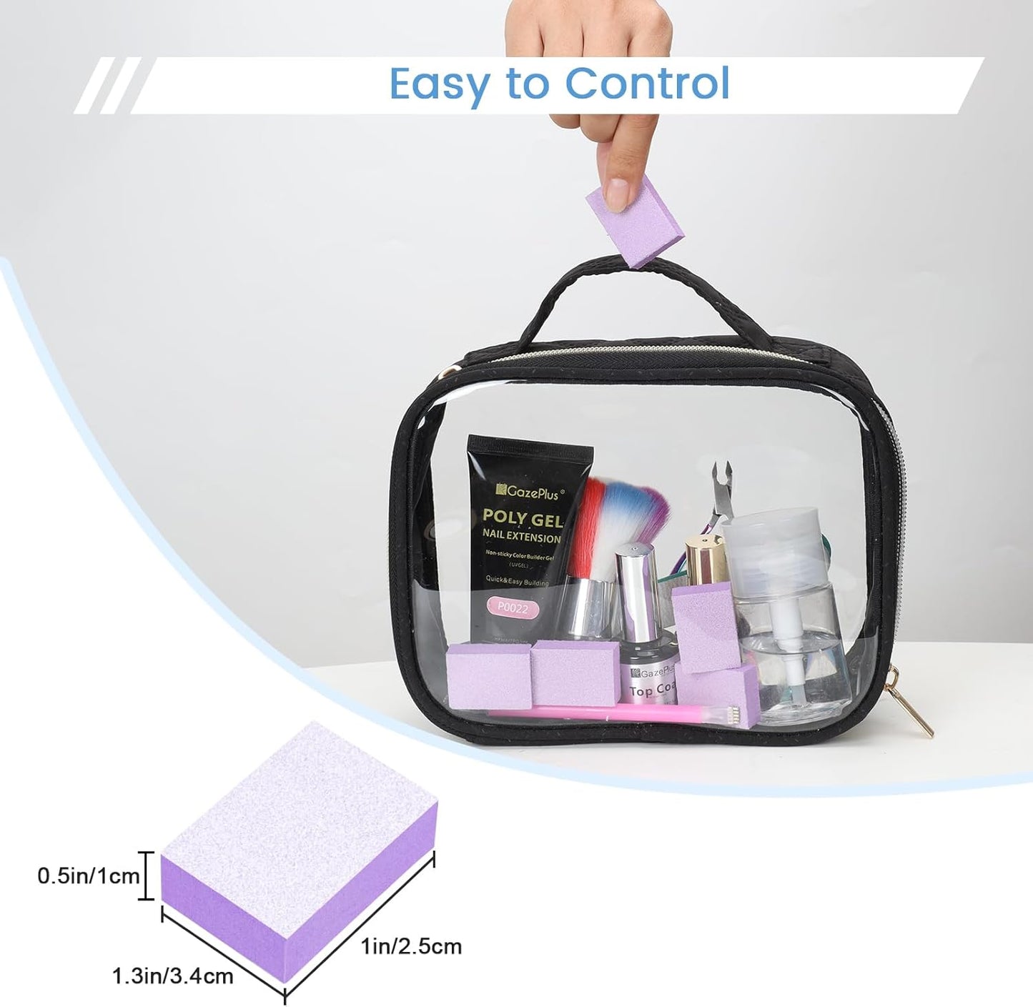 Nail Buffer Block, 100 PCS Mini Buffers, 2 Way Coarse Grit 80/100, 1.3 inch Long, Small Buffing Kits for Nail Gel Polish, Acrylic & Press-On Nails Prep, Pedicure & Manicure, Purple