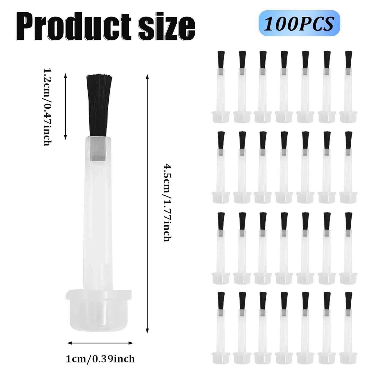 100 Pcs Nail Polish Brush Replacement Kit with Handle Mini Disposable Nail Brushes Dip Replacement Brush Dip Powder Liquid Replacement Soft Bristles Brush Head for Diy Nail Art Salon